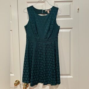 Forever 21 Emerald Green Polka Dot Fit Flare Dress Medium